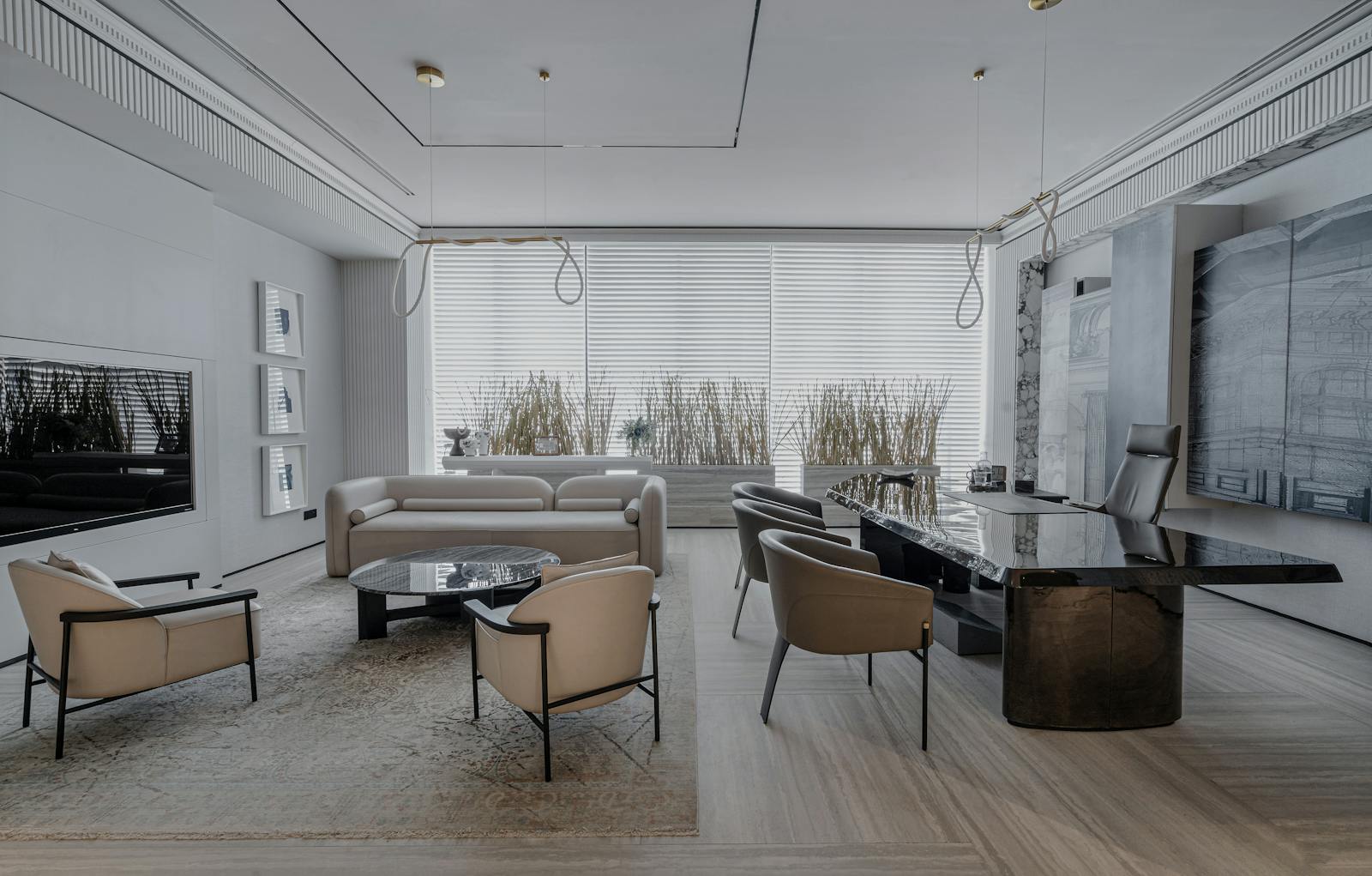 Quiet private office interior prepared for a confidential advisory meeting